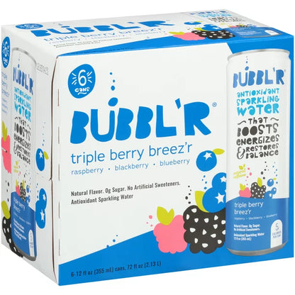 Bubbl'r Antioxidant Sparkling Water Triple Berry Breez'r (Pack Of 6)